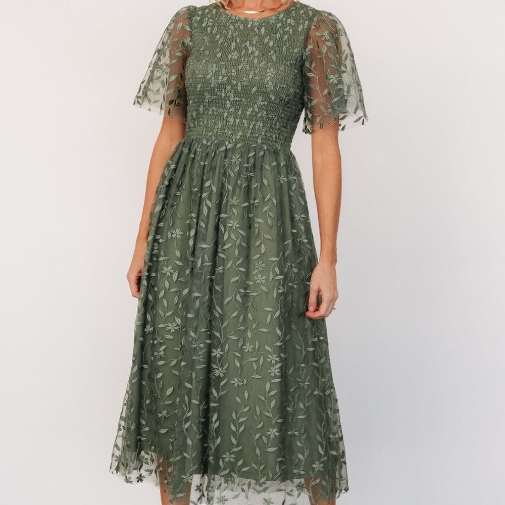 Baltic Born Kendra Embroidered Dress | Dark Sage Size XLXL